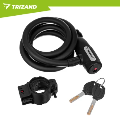Trizand 27614 Zámok na bicykel 150 cm, 12 mm, oceľový, čierny