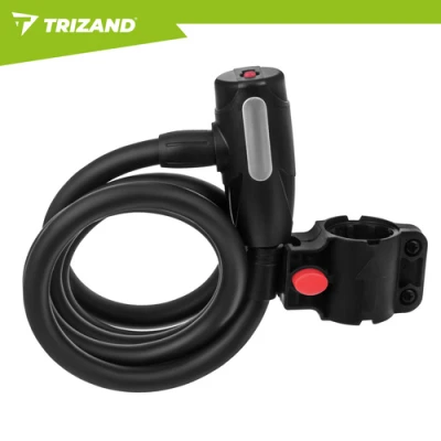 Trizand 27614 Zámok na bicykel 150 cm, 12 mm, oceľový, čierny