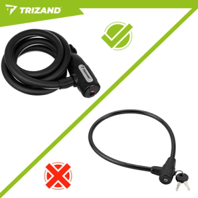 Trizand 27614 Zámok na bicykel 150 cm, 12 mm, oceľový, čierny