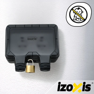 Izoxis 27730 Dvojitá vnější zásuvka s klapkou IP66, 230 - 250 V, 16 A, černá