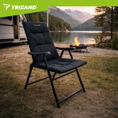 Trizand 27610 Kempingová skladací židle 59 x 70 x 91 cm, sada 2 ks, černá