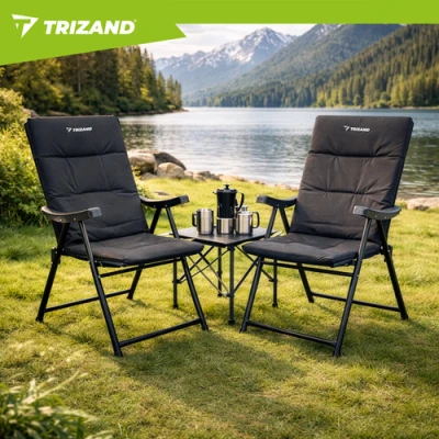 Trizand 27610 Kempingová skladací židle 59 x 70 x 91 cm, sada 2 ks, černá