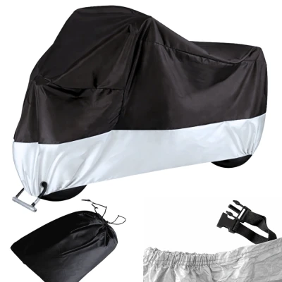 Verk 10172 Ochranná plachta na kolo, motorku 180 x 130 cm se sponou, černostříbrná