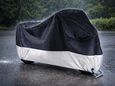 Verk 10173 Ochranná plachta na kolo, motorku 200 x 130 cm se sponou, černostříbrná