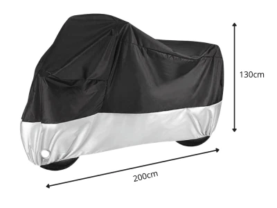 Verk 10173 Ochranná plachta na kolo, motorku 200 x 130 cm se sponou, černostříbrná