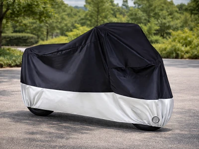 Verk 10173 Ochranná plachta na kolo, motorku 200 x 130 cm se sponou, černostříbrná