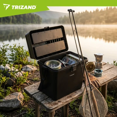 Trizand 27412 Rybářská bedna se sedátkem do 140 kg, 38 x 34 x 21 cm, černá 