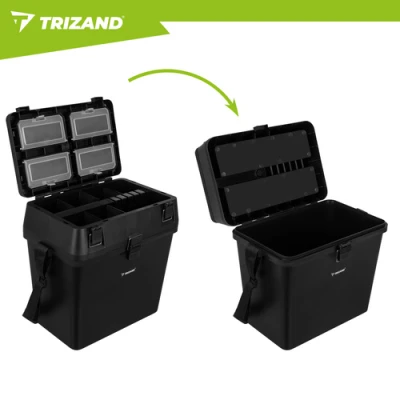 Trizand 27412 Rybářská bedna se sedátkem do 140 kg, 38 x 34 x 21 cm, černá 