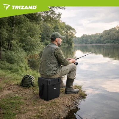 Trizand 27412 Rybářská bedna se sedátkem do 140 kg, 38 x 34 x 21 cm, černá 