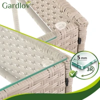 Gardlov 26909 Zahradní nábytek - pohovka, 2 křesla, stolek se sklem, ratan béžový
