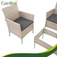 Gardlov 26909 Zahradní nábytek - pohovka, 2 křesla, stolek se sklem, ratan béžový