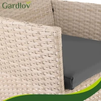 Gardlov 26909 Zahradní nábytek - pohovka, 2 křesla, stolek se sklem, ratan béžový