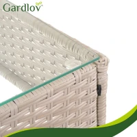 Gardlov 26909 Zahradní nábytek - pohovka, 2 křesla, stolek se sklem, ratan béžový