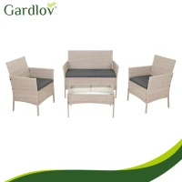 Gardlov 26909 Zahradní nábytek - pohovka, 2 křesla, stolek se sklem, ratan béžový