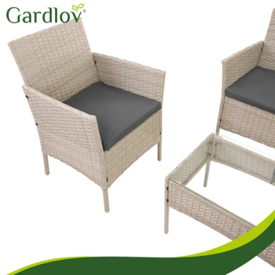 Gardlov 26909 Zahradní nábytek - pohovka, 2 křesla, stolek se sklem, ratan béžový