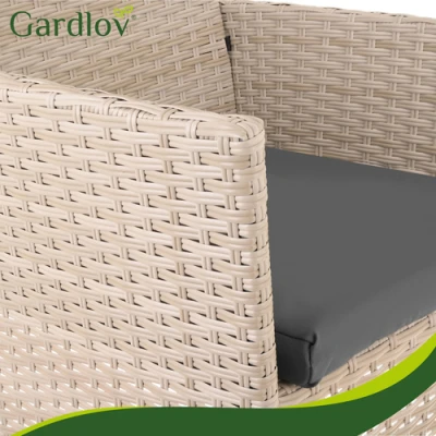 Gardlov 26909 Zahradní nábytek - pohovka, 2 křesla, stolek se sklem, ratan béžový
