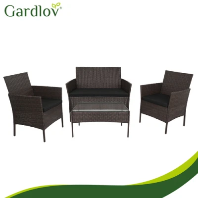 Gardlov 26911 Zahradní nábytek - pohovka, 2 křesla, stolek se sklem, ratan hnědý