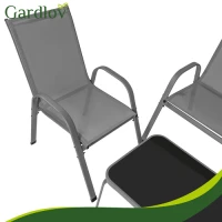 Gardlov 27600 Zahradní set - stůl, lavice, 2x křeslo, kov, šedý