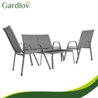 Gardlov 27600 Zahradní set - stůl, lavice, 2x křeslo, kov, šedý