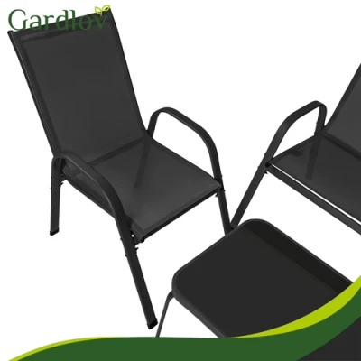 Gardlov 27601 Zahradní set - stůl, lavice, 2x křeslo, kov, černý