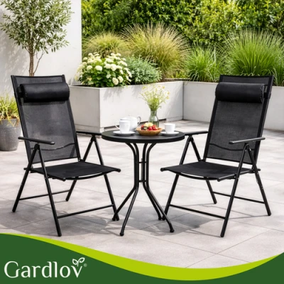 Gardlov 27674 Skladacie záhradné stoličky, sada 2 ks, čierna