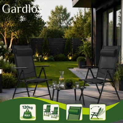 Gardlov 27674 Skladacie záhradné stoličky, sada 2 ks, čierna