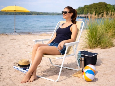 Verk 14640 Turistické skládací křeslo, nosnost 100 kg, béžové