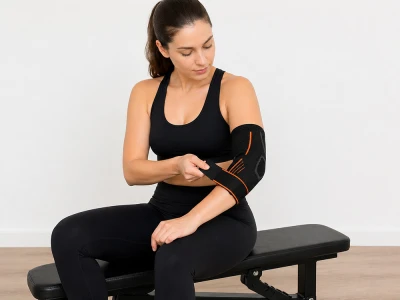 Verk 14665 Elastický obväz na lakeť, šedo-oranžový