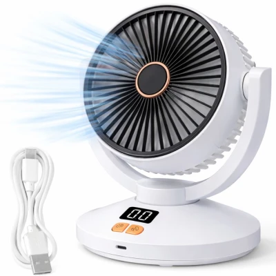 Verk 16046 Bezdrátový stolní ventilátor s časovačem, 9 W, USB-C, bílý