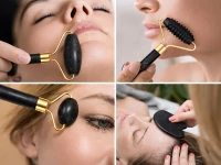 Verk 24672 Masážny valček na tvár Jade Roller, Gua-Sha, 3 v 1, čierny