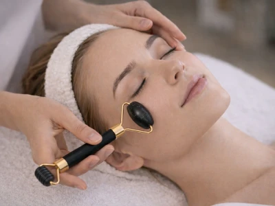 Verk 24672 Masážny valček na tvár Jade Roller, Gua-Sha, 3 v 1, čierny