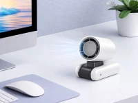 Verk 27703 Prenosný ventilátor s displejom a LED svietidlom, USB, 199 rýchlostí, biely
