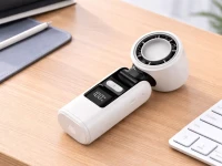Verk 27703 Prenosný ventilátor s displejom a LED svietidlom, USB, 199 rýchlostí, biely
