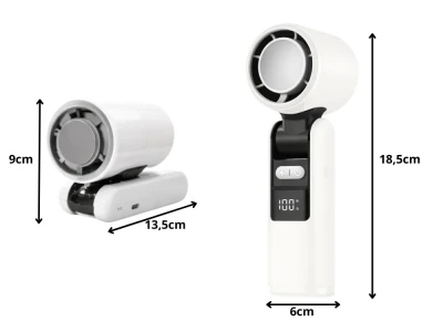 Verk 27703 Prenosný ventilátor s displejom a LED svietidlom, USB, 199 rýchlostí, biely