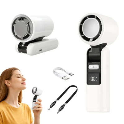 Verk 27703 Prenosný ventilátor s displejom a LED svietidlom, USB, 199 rýchlostí, biely