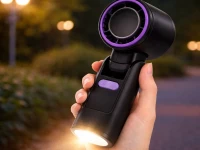 Verk 27703 Přenosný ventilátor s displejem a LED svítilnou, USB, 199 rychlostí, černý