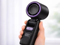 Verk 27703 Přenosný ventilátor s displejem a LED svítilnou, USB, 199 rychlostí, černý