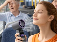 Verk 27703 Přenosný ventilátor s displejem a LED svítilnou, USB, 199 rychlostí, černý
