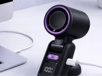 Verk 27703 Přenosný ventilátor s displejem a LED svítilnou, USB, 199 rychlostí, černý