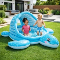 Intex 48677 Nafukovací dětský bazén se stříškou Želví zátoka, modrý