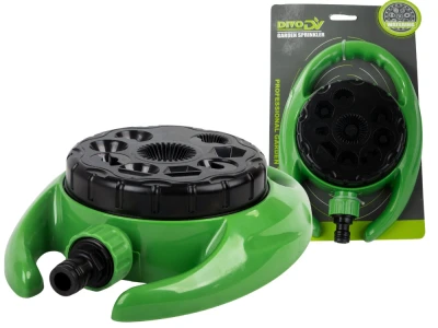 DIVODV 27878 Zahradní zavlažovač, 9 funkcí, otočný o 360°, zelenočerný