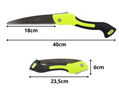 DIVODV 27889 Skladacie ručné pílka 35 mm, čepeľ 18 cm, čierno-zelená