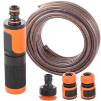 DIVODV 27885 Zahradní hadice 1/2" 15 m, 4vrstvá, spojky+postřikovač, šedooranžová