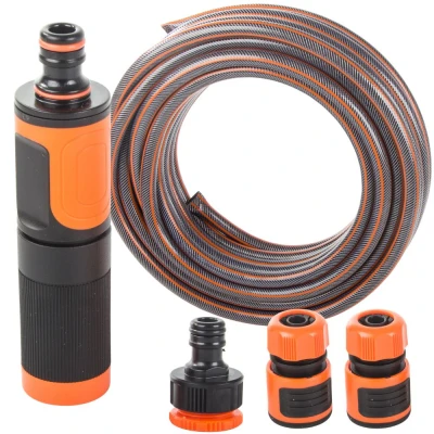 DIVODV 27885 Záhradná hadica 1/2" 15 m, 4-vrstvová, spojky + postrekovač, šedo-oranžová