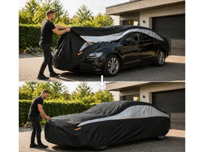 Verk 10170 Ochranná plachta na auto, veľkosť M, 140 x 388 x 107 cm, čierna
