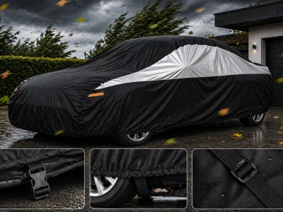 Verk 10170 Ochranná plachta na auto, veľkosť M, 140 x 388 x 107 cm, čierna
