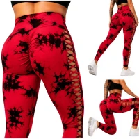 Verk 14664 Dámske legíny s push-up efektom, vysoký pás, S/M, červené