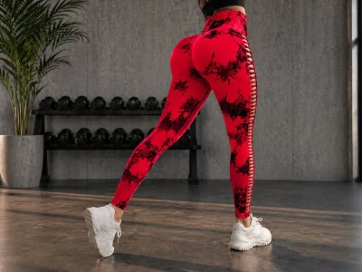 Verk 14664 Dámske legíny s push-up efektom, vysoký pás, S/M, červené