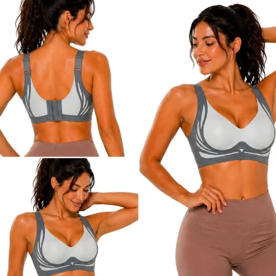 Verk 14672 Sportovní podprsenka push‑up, bezešvá s vycpávkami, vel. 2XL, šedá