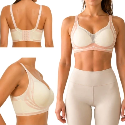 Verk 14672 Sportovní podprsenka push‑up, bezešvá s vycpávkami, vel. XL, bílá